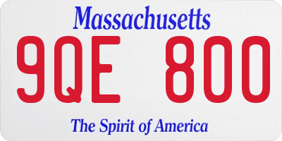 MA license plate 9QE800