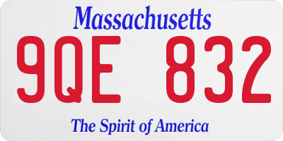 MA license plate 9QE832
