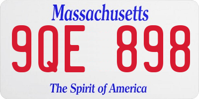 MA license plate 9QE898