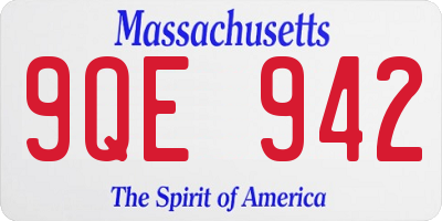 MA license plate 9QE942