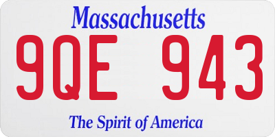 MA license plate 9QE943
