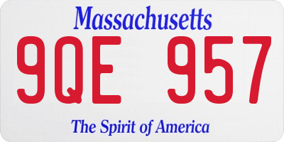 MA license plate 9QE957