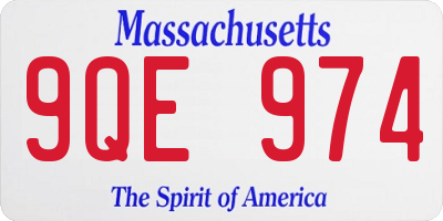 MA license plate 9QE974