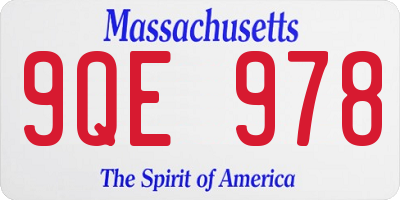 MA license plate 9QE978
