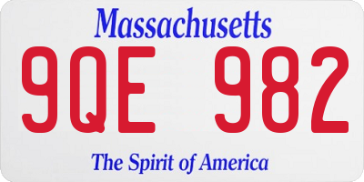MA license plate 9QE982