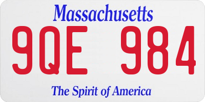 MA license plate 9QE984