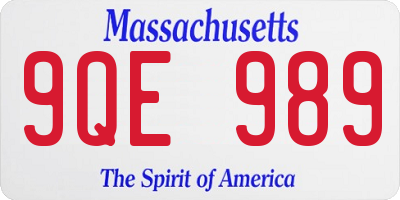 MA license plate 9QE989