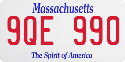MA license plate 9QE990