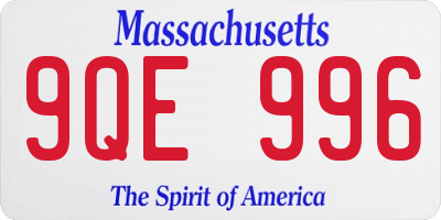 MA license plate 9QE996