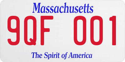 MA license plate 9QF001