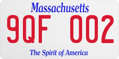 MA license plate 9QF002