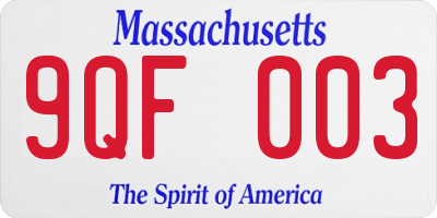 MA license plate 9QF003