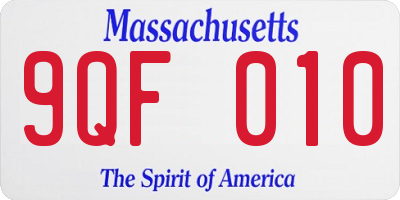 MA license plate 9QF010