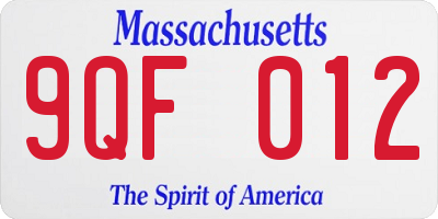 MA license plate 9QF012