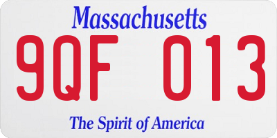 MA license plate 9QF013