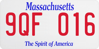 MA license plate 9QF016