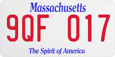 MA license plate 9QF017
