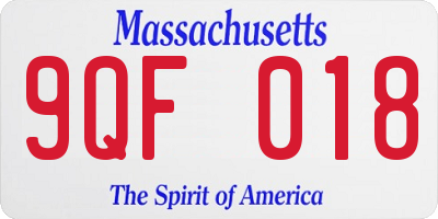 MA license plate 9QF018