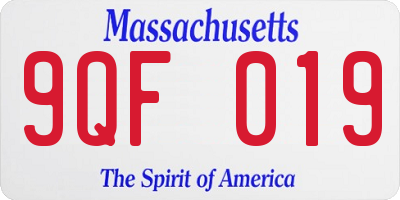 MA license plate 9QF019