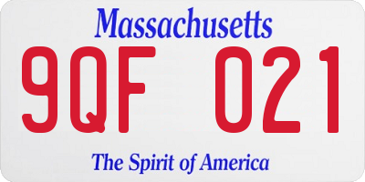 MA license plate 9QF021