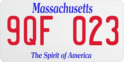 MA license plate 9QF023