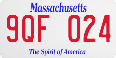 MA license plate 9QF024