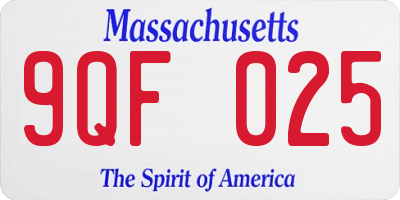 MA license plate 9QF025