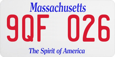 MA license plate 9QF026