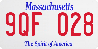 MA license plate 9QF028