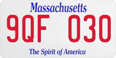 MA license plate 9QF030