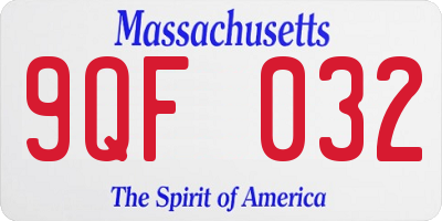 MA license plate 9QF032