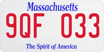 MA license plate 9QF033
