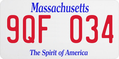 MA license plate 9QF034