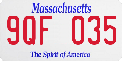 MA license plate 9QF035