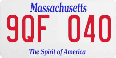 MA license plate 9QF040