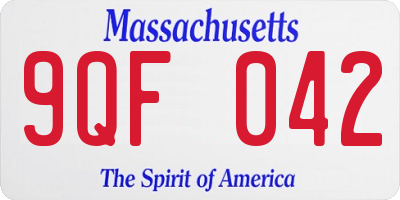 MA license plate 9QF042