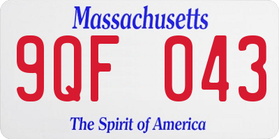MA license plate 9QF043