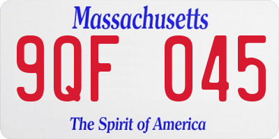 MA license plate 9QF045
