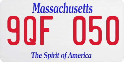 MA license plate 9QF050