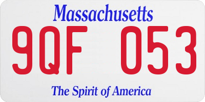 MA license plate 9QF053