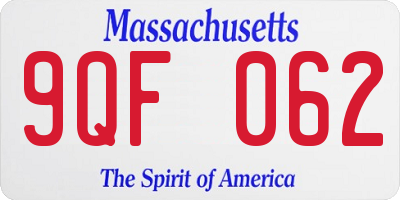 MA license plate 9QF062