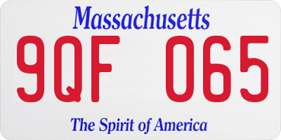 MA license plate 9QF065