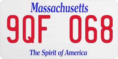 MA license plate 9QF068