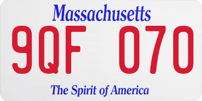 MA license plate 9QF070