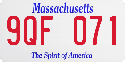 MA license plate 9QF071