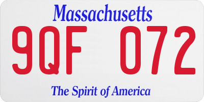 MA license plate 9QF072
