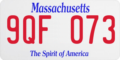 MA license plate 9QF073