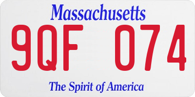 MA license plate 9QF074