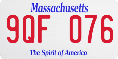 MA license plate 9QF076
