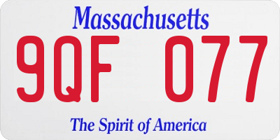 MA license plate 9QF077